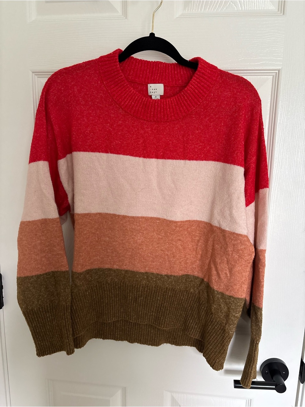 Cozy Colorblock Crewneck Sweater - Red, Pink, Orange, Brown target a new day